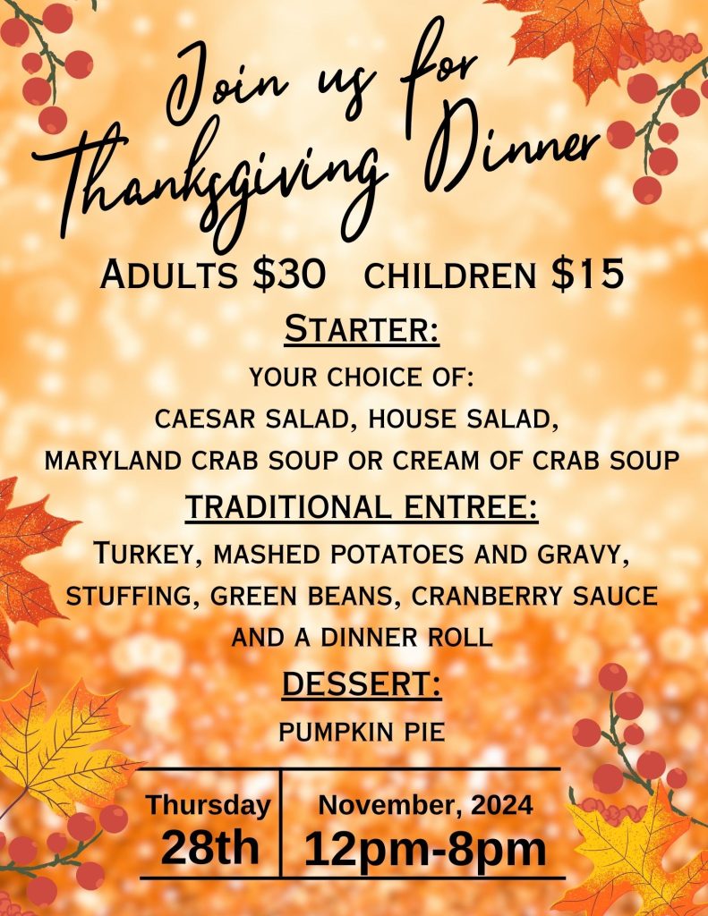 Thanksgiving dinner menu